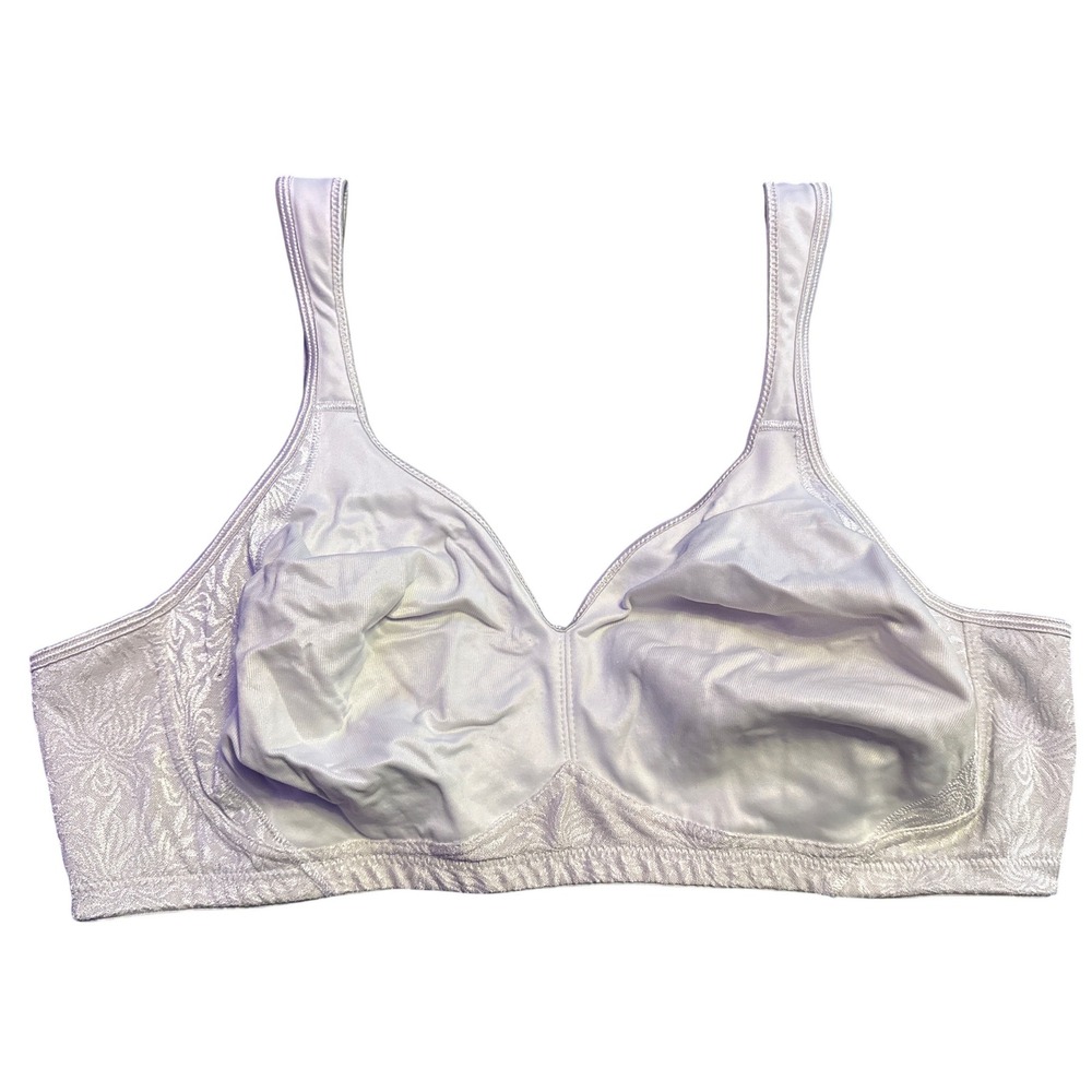 Playtex White Full Figure Unlined Wireless Jacquard Comfort Strap Bra 42C